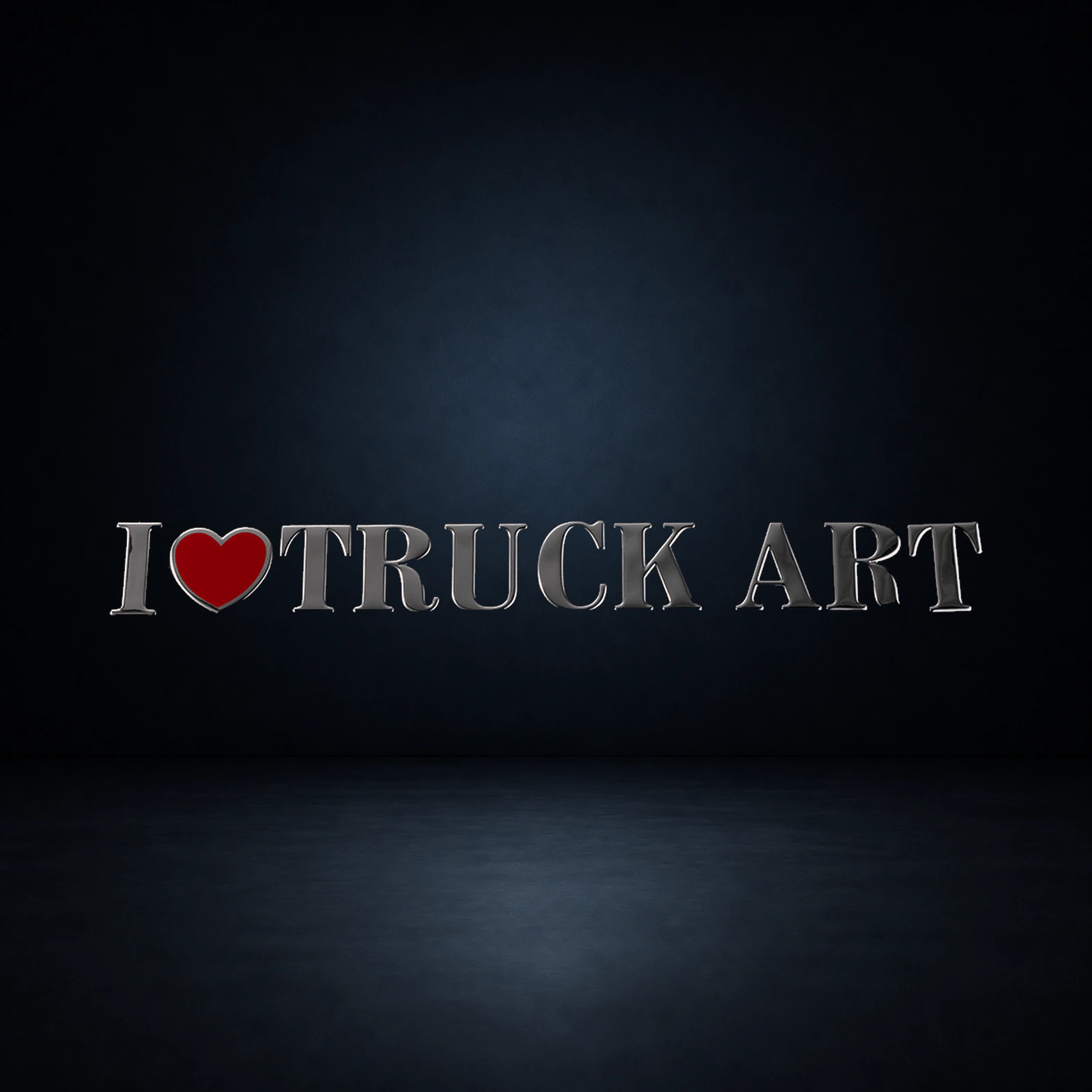 I LOVE TRUCK ART chrome 3D decal by OIRAN JAPAN — flexible emblem for art trucks