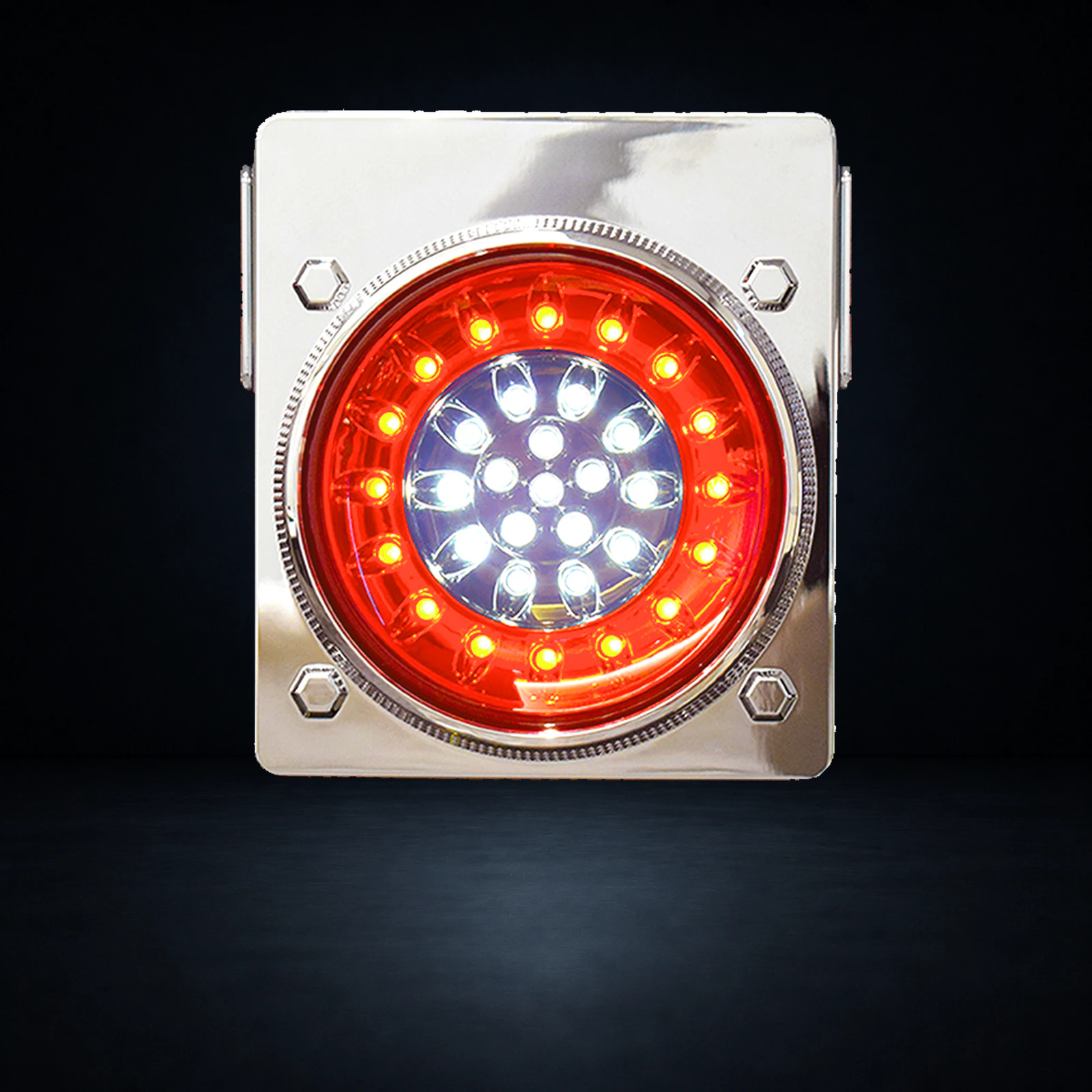 OIRAN LED 32 compact round multifunction rear lamp module, front view