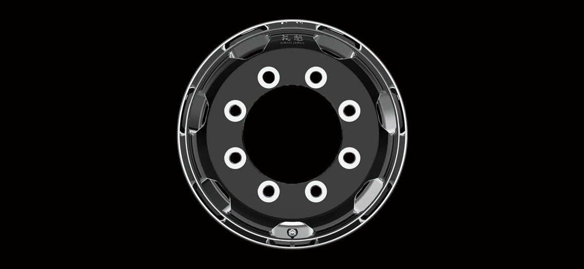 OIRAN SHINY BLACK gloss-black polished aluminum truck wheel — product view